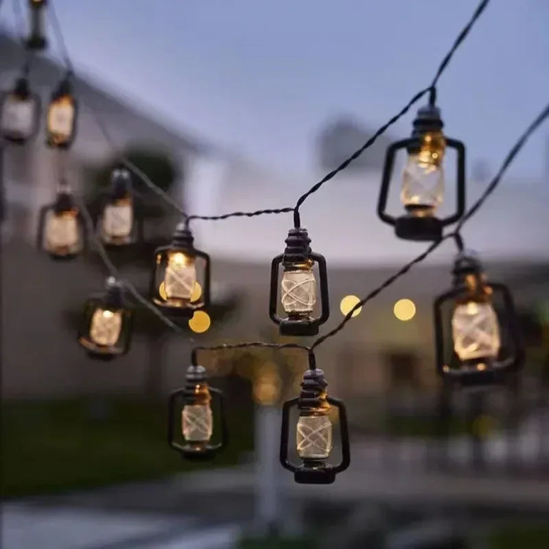Solar Retro LED String Fairy Light LED Eid Mubarak Ramadan Decorative String Lights Muslim Islam Party Navidad Decor Vue