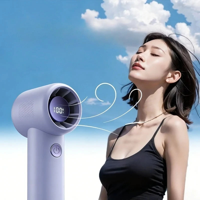 Mini Handheld Fan Portable USB Rechargeable with LED Display Powerful Cooling Breeze Heatstroke Relief for Outdoor Sports Office Vue