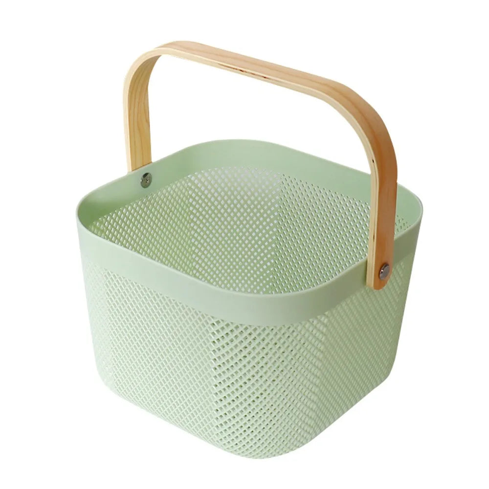 Plastic Home Storage Basket Large Capacity Mesh Fruit and Vegetable Drainage Basket Multifunctional Handle Towel Storage Basket Vue Style A