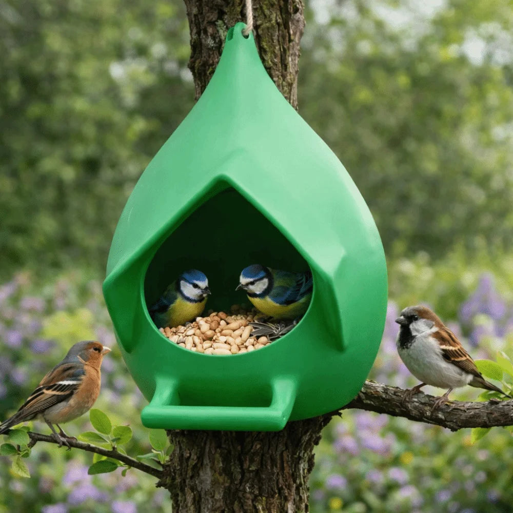 Plastic Waterproof Hanging Bird Feeder Large Capacity Rainproof Bird Feeding Dispenser with Stand Hummingbird Feeder Backyard Vue