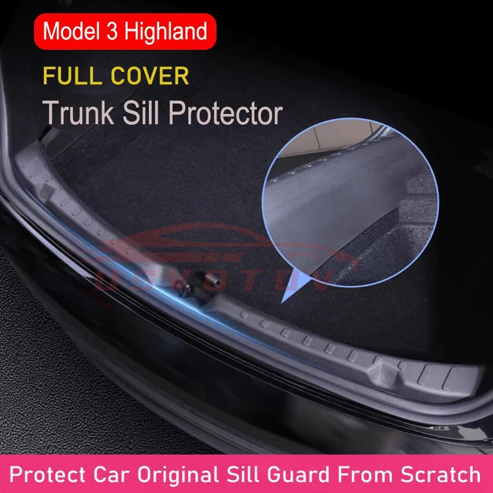 For 2026 2025 2024 Tesla Model 3 Highland Rear Bumper Guard Protector TPE Trunk Bumper Sill Cover Interior Travel Accessories Vue