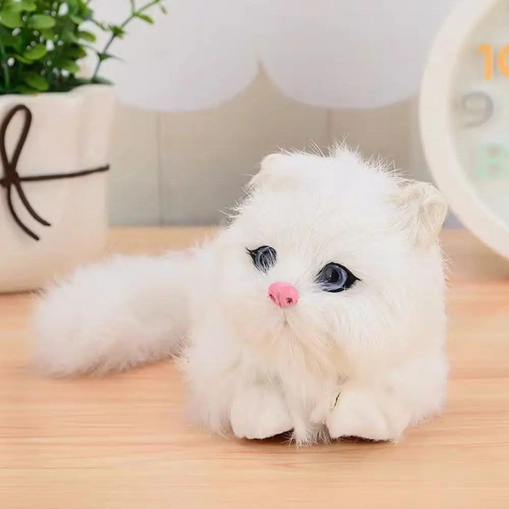 Cute Cozy Fluffy Plush Cat Ornaments Long Hair Soft Simulation Cat Doll Cartoon Desktop Decoration Home Decor Vue