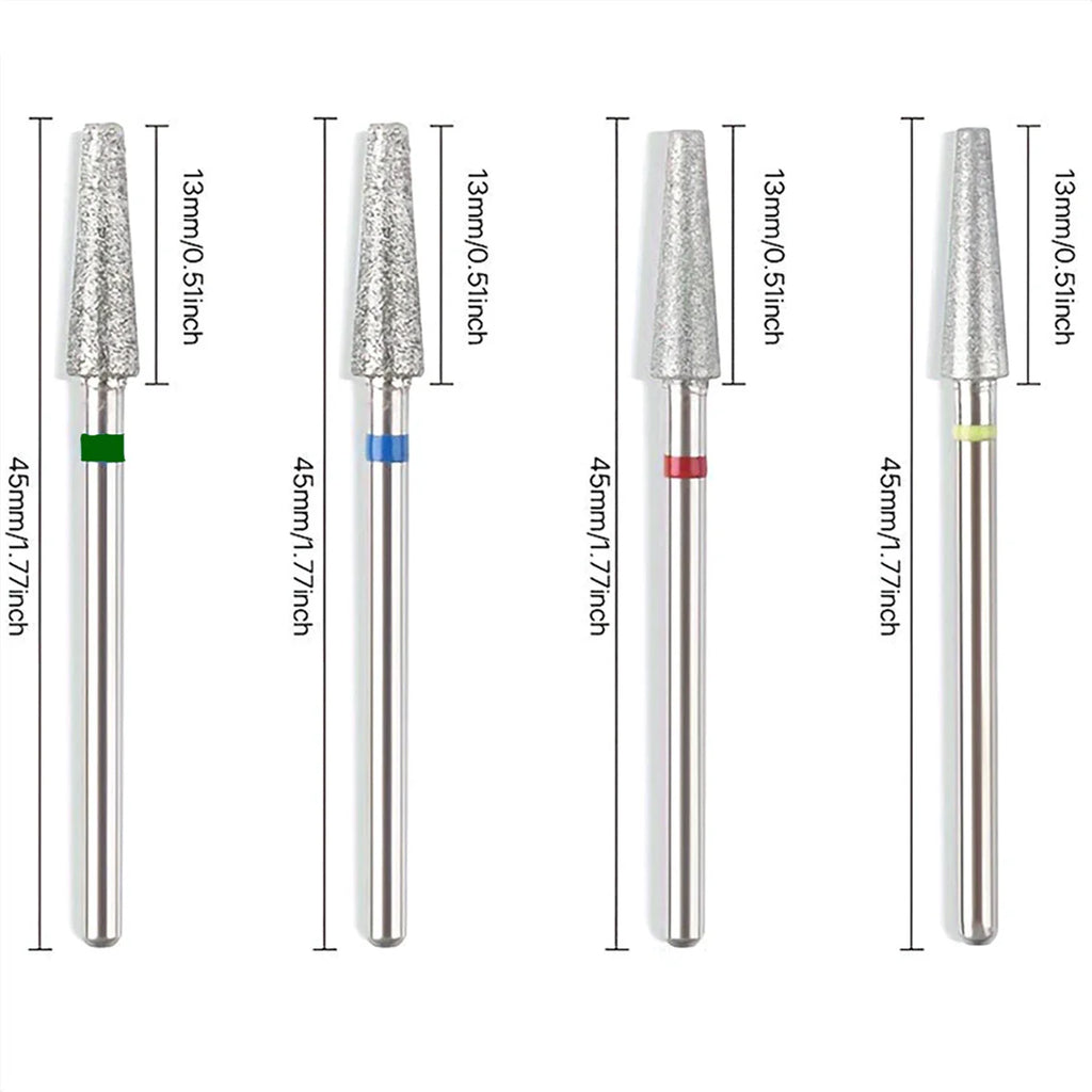 4PCS Tapered Diamond Nail Drill Bits Cuticle Clean Milling Cutter for Electric Manicure Drill Nails Accessories Vue