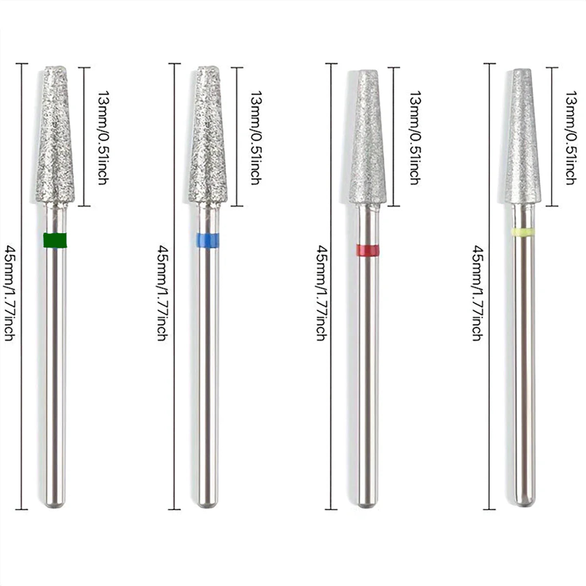 4PCS Tapered Diamond Nail Drill Bits Cuticle Clean Milling Cutter for Electric Manicure Drill Nails Accessories Vue