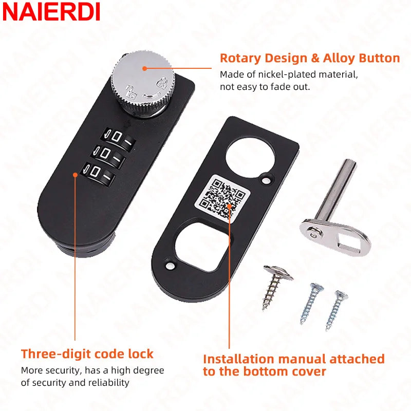 NAIERDI Password Drawer Lock Combination Security Drawer Cabinet Lock Keyless Cam Lock for School Locker,Gym Locker,Hasp Cabinet Vue