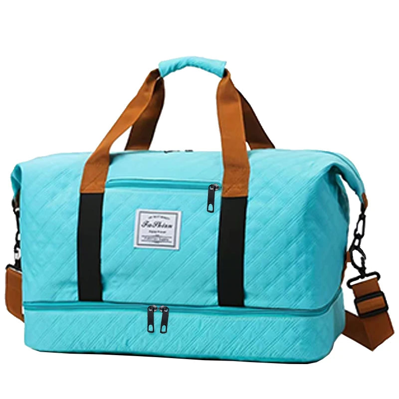 Convenient Shoe Pocket Motorbike Travel Bag Quilted Fabric Vue BJ726 --blue