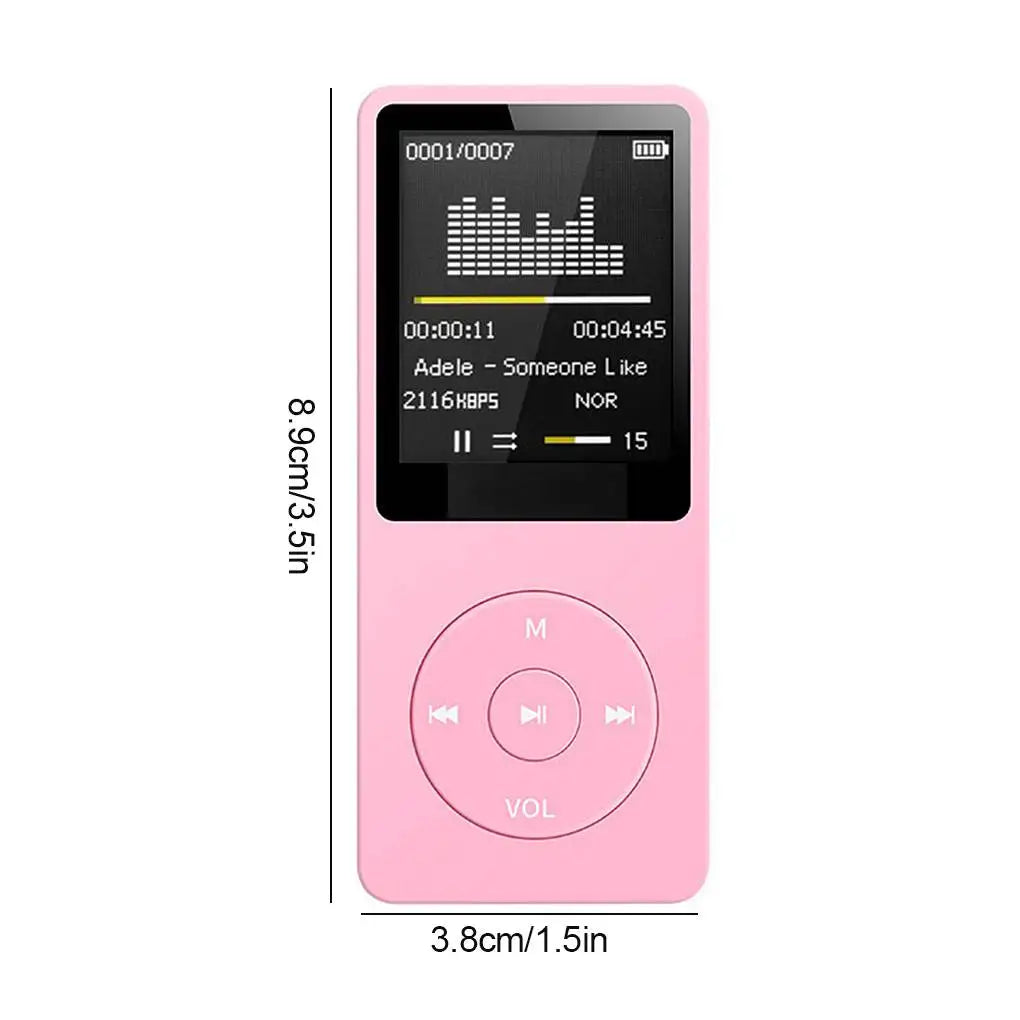 Portable MP3 Player Rechargeable Record Noise Conduction Media Lossless Pocket Sport Music Play with Micrphone Walkman Machine Vue Pink