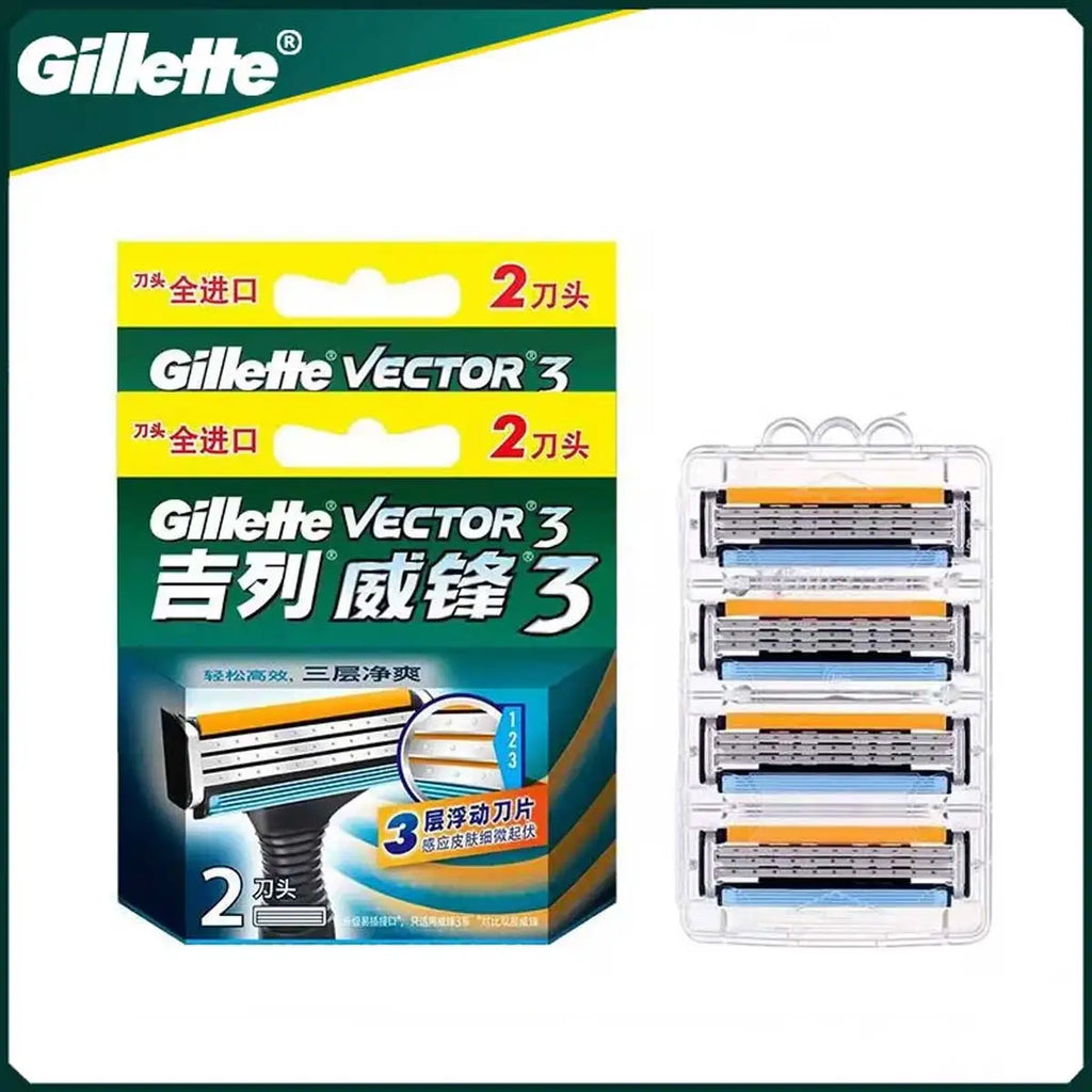Gillette Vector 3 Razor Blades 3 Layers for Men Safety Body Face Hair Removal Shaver Blade Gift Sharp Replacement Heads 8/12pcs Vue