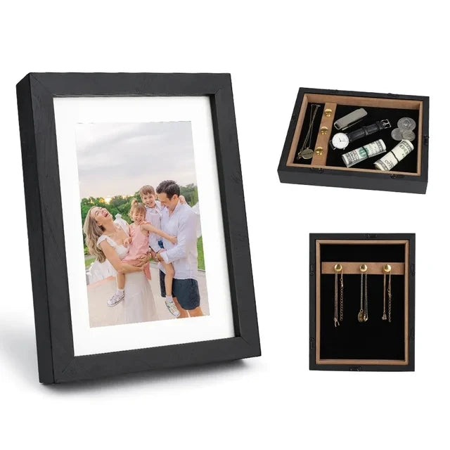 Hidden Photo Frame Storage With Secret Compartment Storage Box Sight Secret Hide Cash Jewelry Key For Home Office Money Safe Box Vue Black