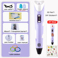 40 Colors 3D Printing Pen Kids 1.75mm PLA Filaments Children 3D Doodle Pen DIY Drawing Pens Boys Girls Birthday Gifts Vue purple pen add 9M PLA Filagment