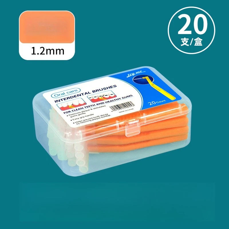 Oral Hygiene Angle With PortableCase Easy Clean Teeth 20Count For Cleaning Interdental Brush Cleaners Dental Tooth Flossing Head Vue A564 Orange 1pcs