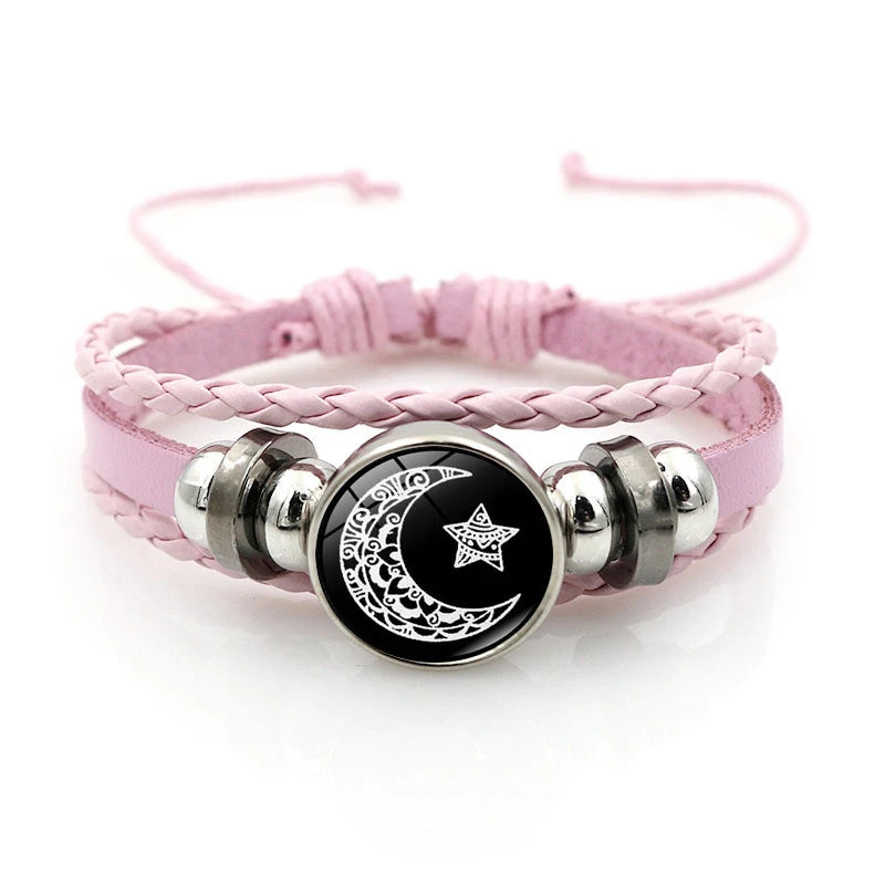 2Pcs Sun Moon Adjustable Black Braided Bracelet Luminous Couple Bracelets Friendship Fashion Romantic Jewelry Birthday Gifts Vue