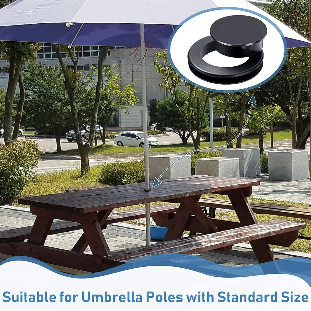 2" Silicone Umbrella Hole Ring with Cap, Flexible Table Plug for Patio Beach Cafe, Outdoor Table Hole Cover for Patio Furniture Vue