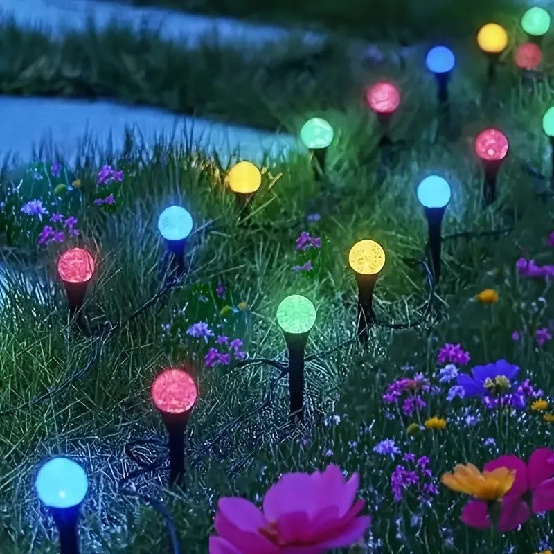 20LED Solar Bubble Lawn Lights, 8 Color Modes, Smart Dusk-to-Dawn Sensor, IPX4 Waterproof Outdoor Stake for Walkway, Garden Vue