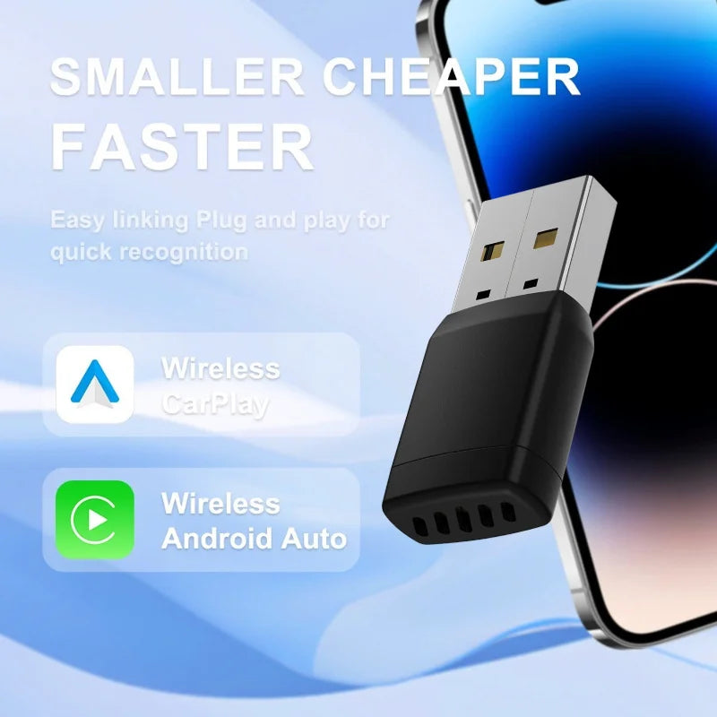 2 in 1 Wired to Wireless Car CarPlay Adapter Android Auto AI Box Play & Plug for OEM Wired CarPlay AA Navigation System Vue
