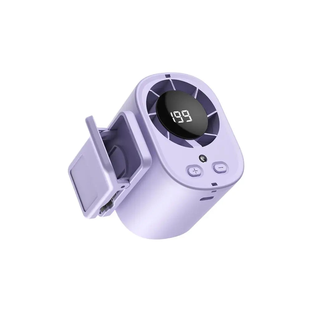 Powerful Airflow Clip Fan USB Charging Mute LED Digital Display Cooling Function Car Clip-on Mini Fan Portable Car Electric Fan Vue purple
