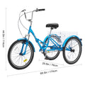 SucceBuy Folding Adult Tricycle 20/24/26-In 3-Wheel Carbon Steel Adult Folding Tricycle Vue blue 24inch United States