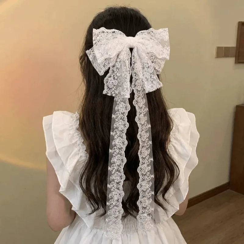 1-10PCS Lace Bow Ribbon Hair Claw for Women Elegant Vintage Barrette High End Hair Accessory for Party Wedding Daily Wear Vue