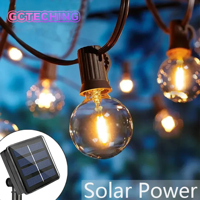 LED String Lights Bulbs 21Meter G40 Globe Lights Outdoor Garden Patio Waterproof Decoration Solar Power Garland Wedding Lighting Vue