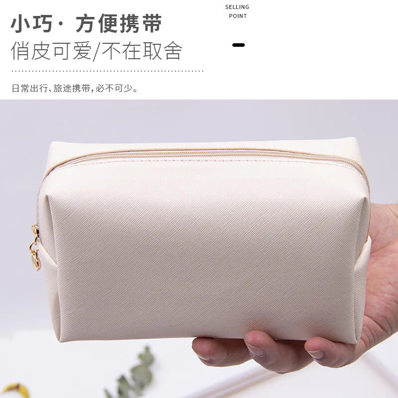 Makeup Bag Private Label Portable Travel Cosmetic Solid Color Zipper Toiletry Bag Washing Pouch Storage Bags Wholesale 10pcs Vue