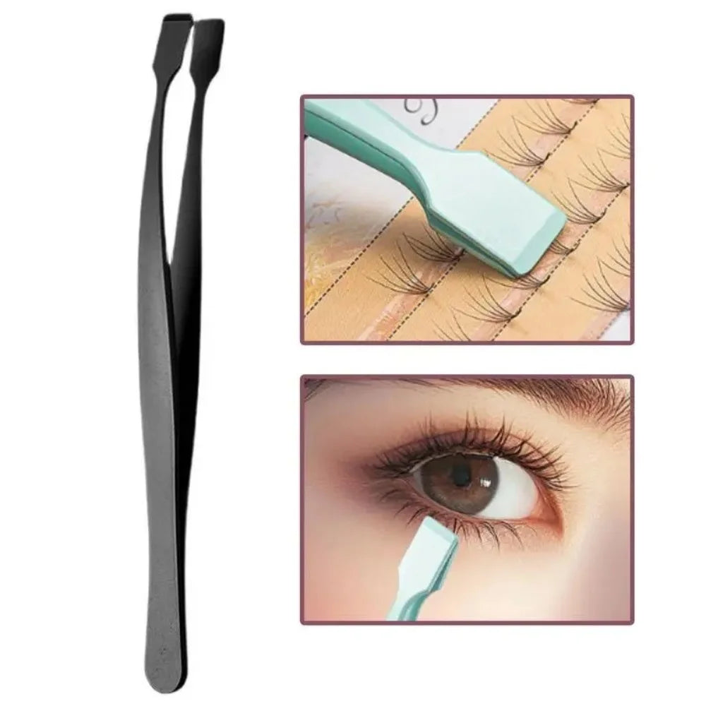 False Eyelash Tweezers Stainless Steel Upper Lower Eyelash Cluster Applicator Tweezers Lash Professional Makeup Tool for Travel Vue
