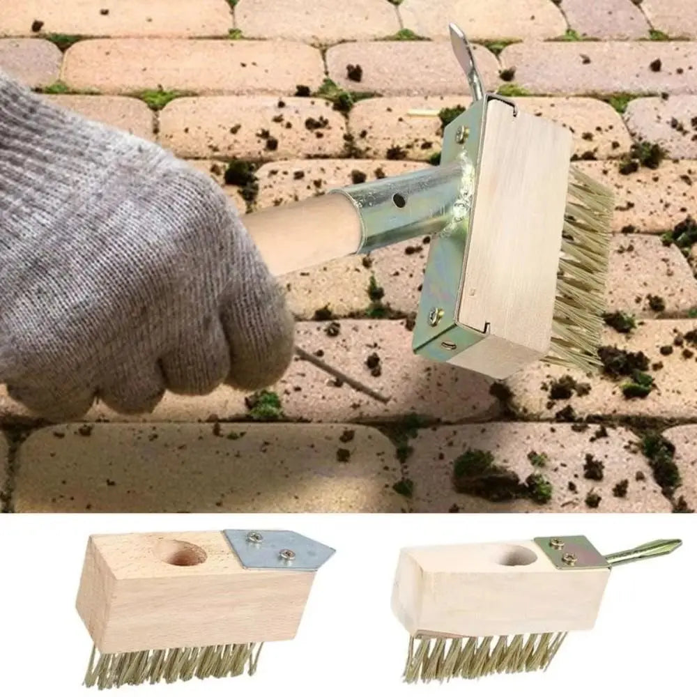Solid Wood Handle Weeding Brush Long Handle Steel Wire Bristles Garden Brush Replacement Brushes Ergonomic Handle Vue