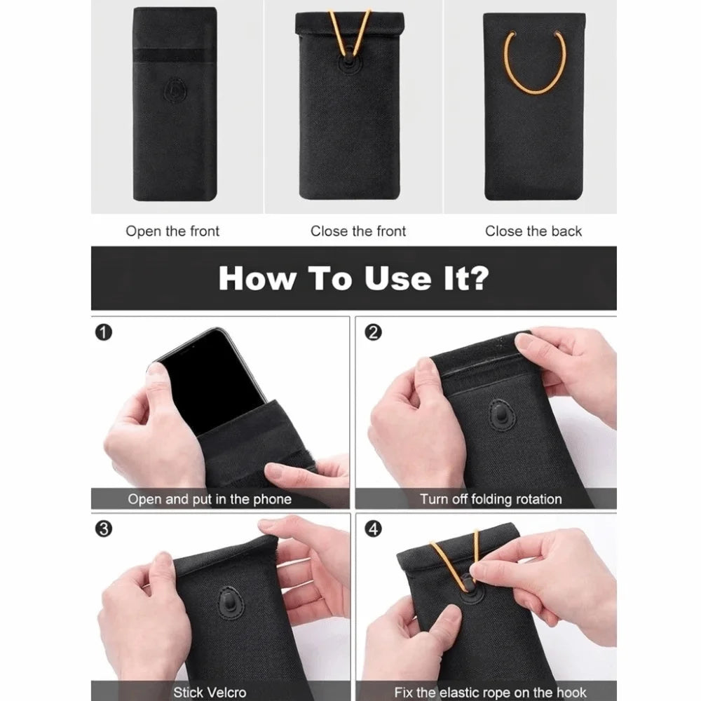 RFID Signal Blocking Bag Wear-resistant Durable Phone Pouch Folding Anti-theft Anti-Theft Key Fob Protector Automobiles Interior Vue
