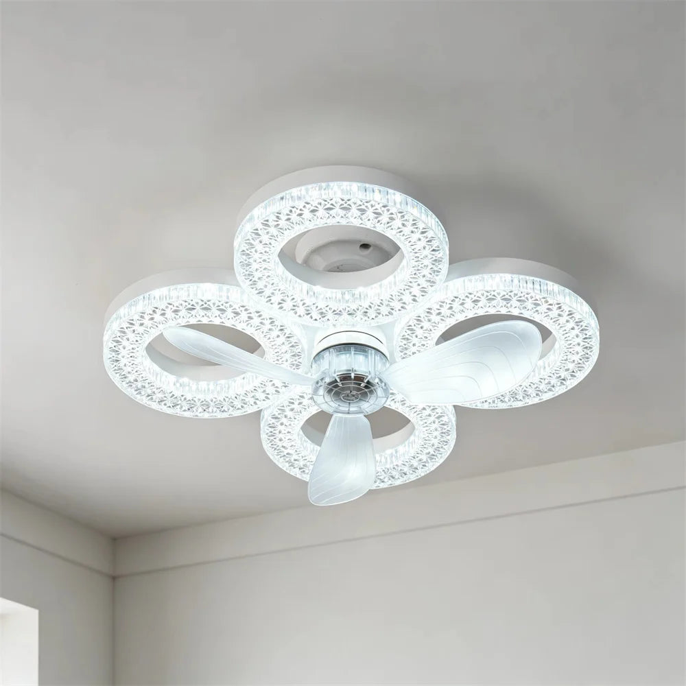 LED Ceiling Fan Light E27 with Remote Control for Dimming Suitable for Living Room Study Household Use 85-265V Vue 4RO
