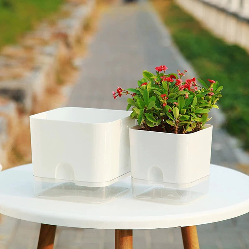 New Magnetic Self Watering Plant Pot Double-layer Lazy Flowerpot With Absorbent Cotton Rope Garden Plastic Planter Vue