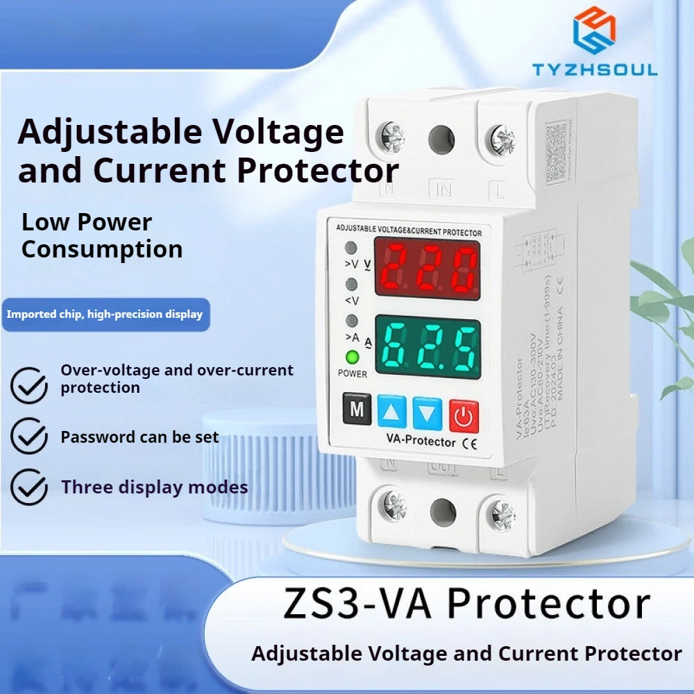 40A/63A Din Rail Adjustable Over Voltage and Under Voltage Protective Device Protector Relay Over Current Protection LimitSwitch Vue