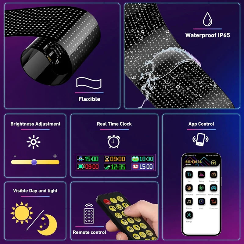 Dynamic Devil Eyes Light for Cars Truck Windshield Programmable LED Display Flexible Soft Screen Bluetooth APP Remote Control Vue