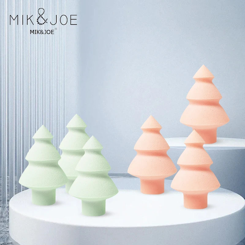 6Pcs Multicolor Christmas Tree Shape Combination Makeup Puff Soft And Delicate For Home Or Travel Use Vue