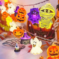 Halloween 1.5m/3m LED Battery Powered String Lights With Ghost Witch Cat Pumpkin Spider Web Skeleton Mummy Pirate Shape Indoor Vue as show 1.5m 10leds