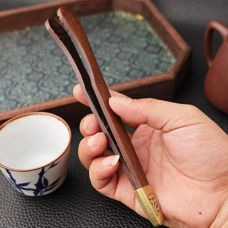 Teacup Clip Convenient Ebony Alloy Tea Tweezers Tweezer Bamboo Wooden Tea Clips Versatile Single Or Multiple Tea Clip Tongs Vue