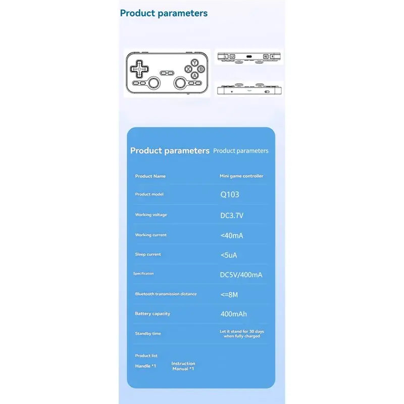 Hot-Mini Gamepad Portable Wireless Bluetooth Game Controller Body Vibration For NS Switch Android PC A Vue