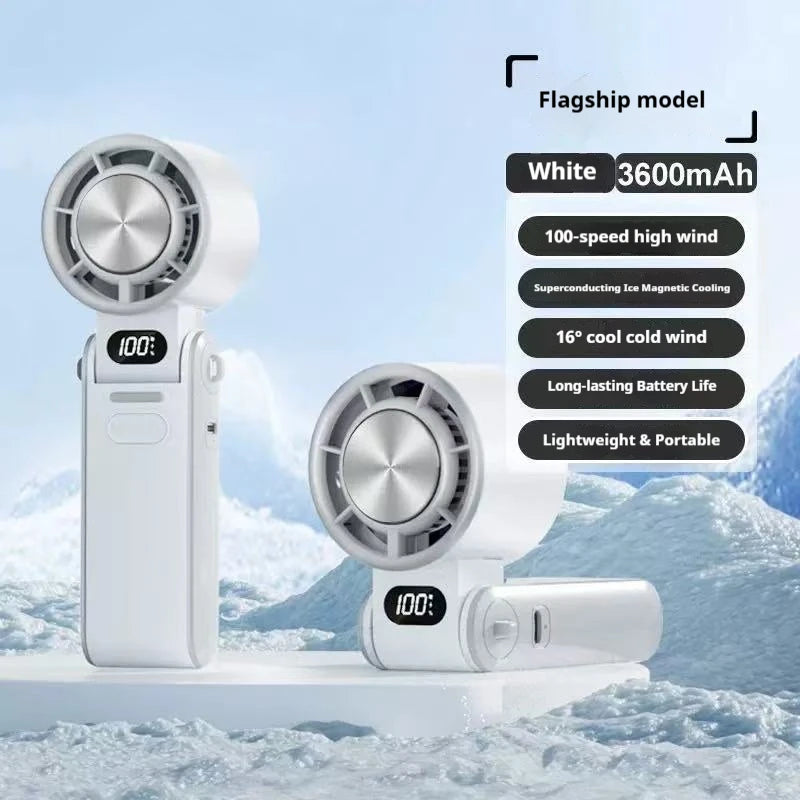 Portable Turbo Handheld Fan 3600mAh Rechargeable 100 Speeds