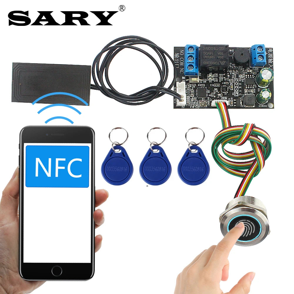 Mobile phone NFC induction control board fingerprint identification relay module IC card 13.56 mhz access controller Vue