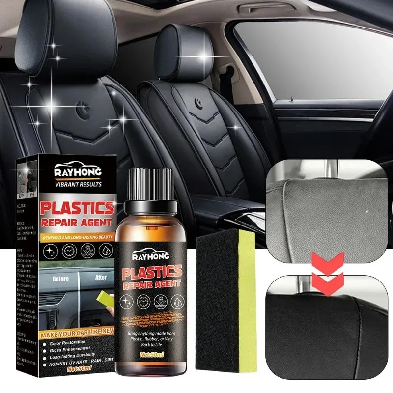 50ml Car Plastic Restorer Back To Black Gloss Auto Plastic Renovation Agent Restoring Liquid Car Refurbishment Cleaning Agent Vue