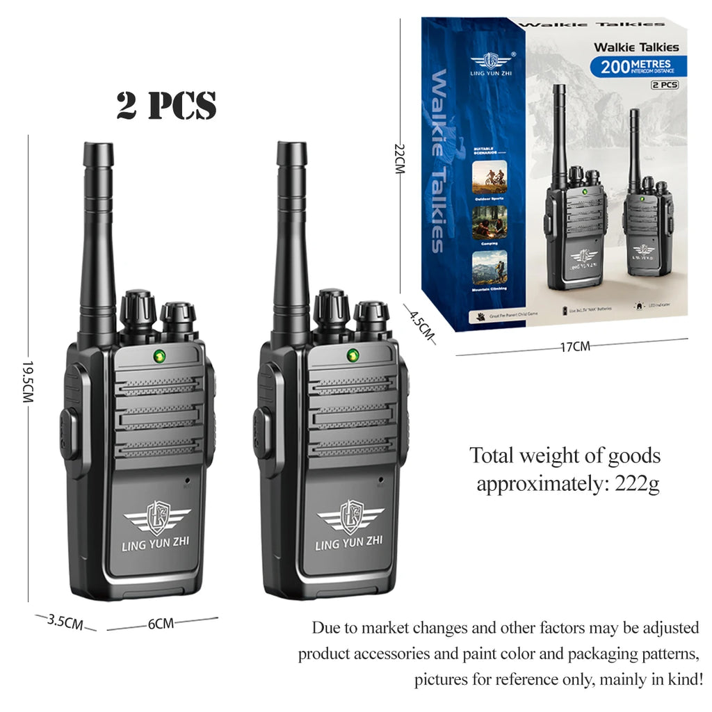 2Pcs Walkie Talkie Toys, Mini Interphone Digital Sound Indoor and Outdoor Communication Game Not Include Battery Gifts for boys Vue