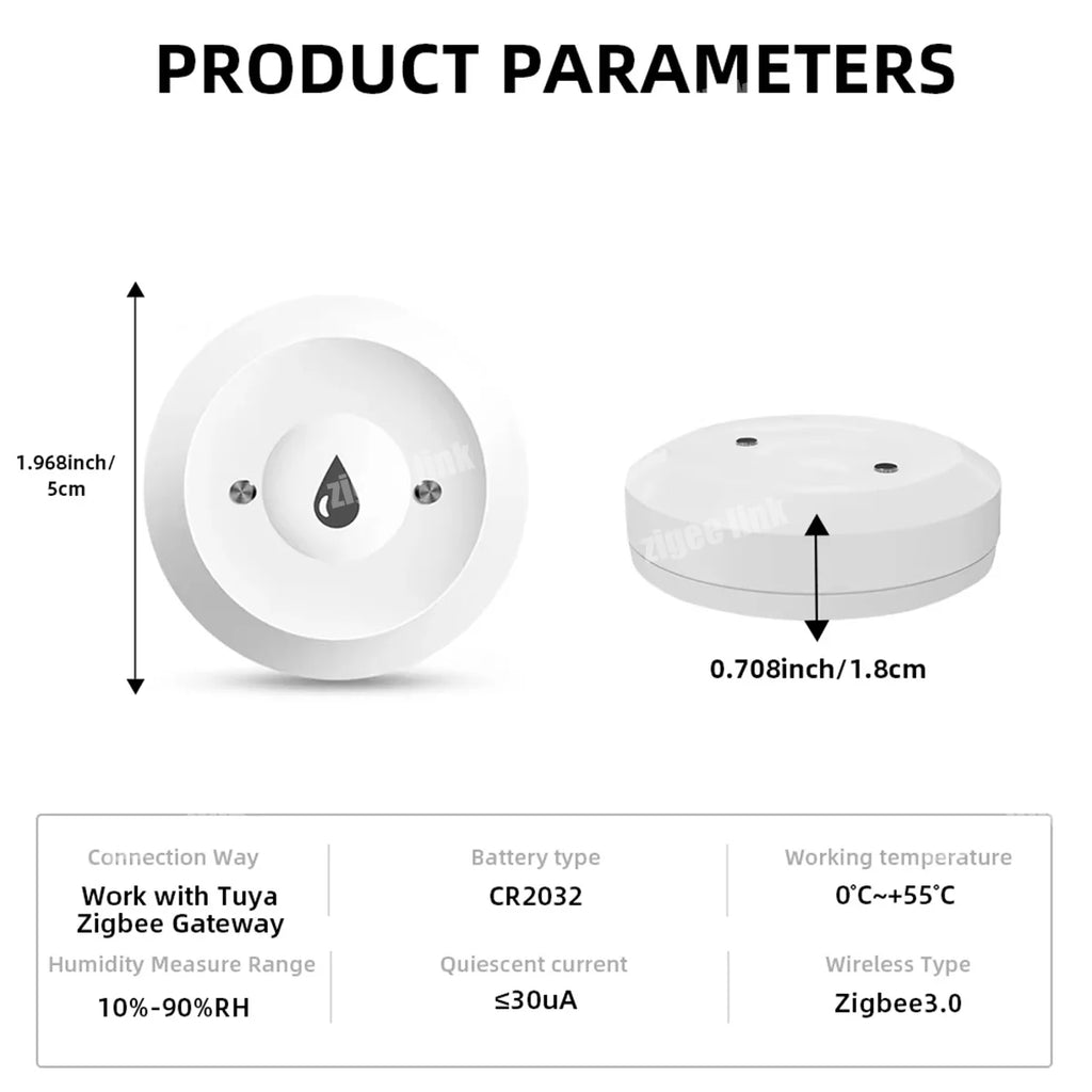 Smart Water Leak Sensor For Tuya ZigBee 3.0 Flood Leakage Sensor Alarm APP Remote Monitoring Flood Overflow for Kitchen Bathroom Vue