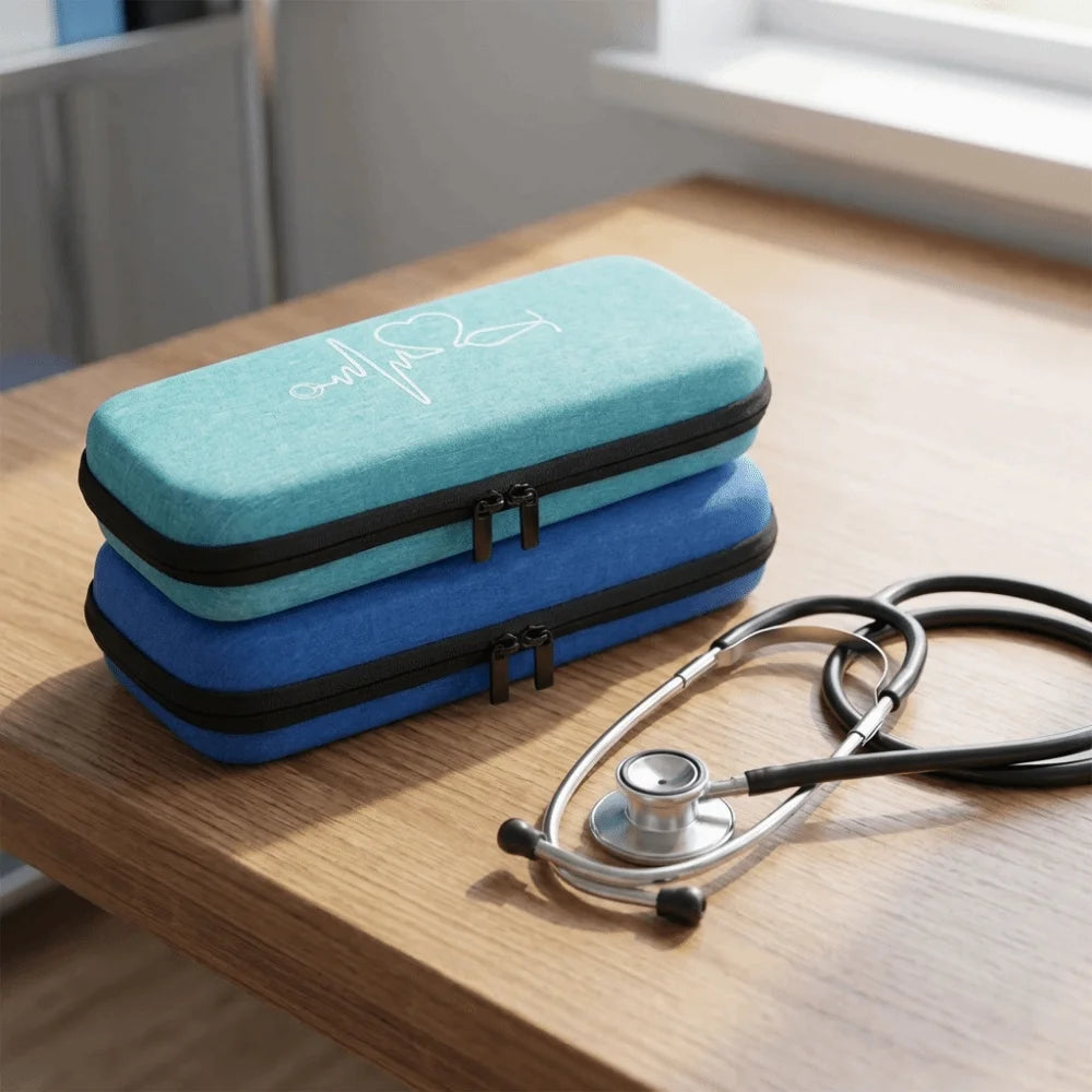 EVA Stethoscope Storage Bag Shockproof Empty Portable Storage Box Mesh Pockets Zipper Stethoscope Carrying Case For Home Vue
