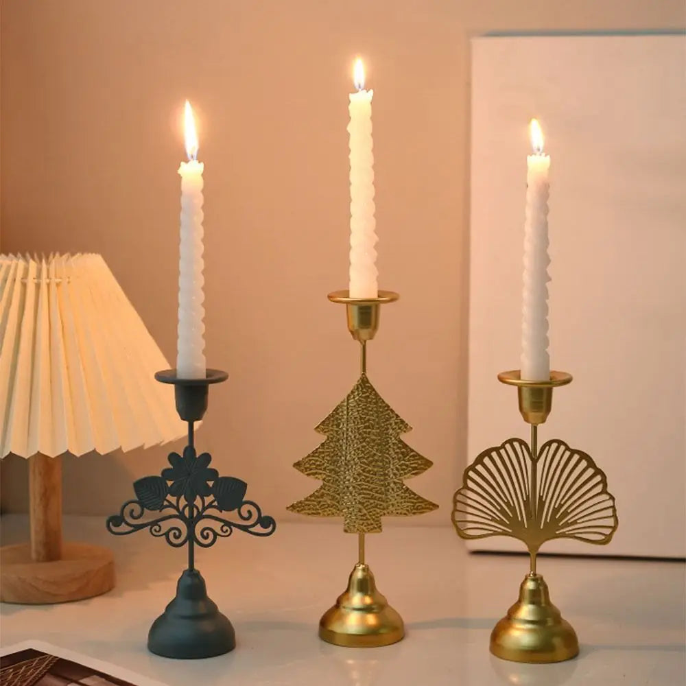 European Style Tabletop Candle Holder Elegant Unique Leaf Candle Stand Luxury Centerpiece Vintage Tealight Holder Home Decor Vue
