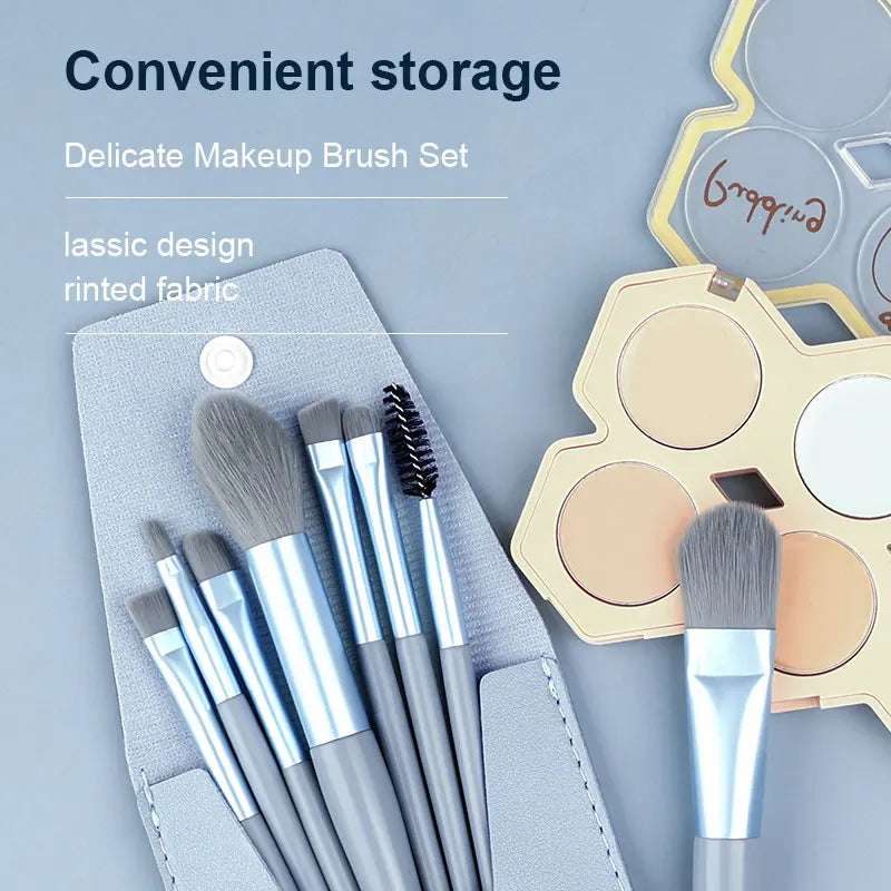 Makeup Brushes 8Pcs Set Travel Makeup Brush Kit with Bag Mini EyeShadow Foundation Loose Powder Blush Detail Brush Beauty Tools Vue