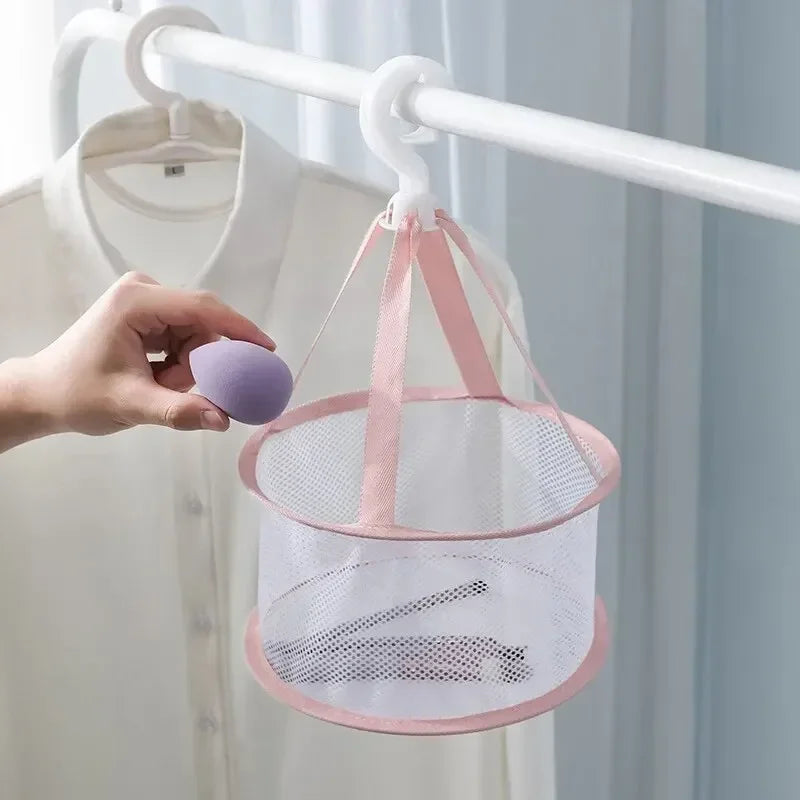 Pocket Anti Drying Makeup Brush Clothes Mesh Basket Drying Bag Air Drying Mesh Deformation Storage Powder Puff Household Use Vue M105 Pink