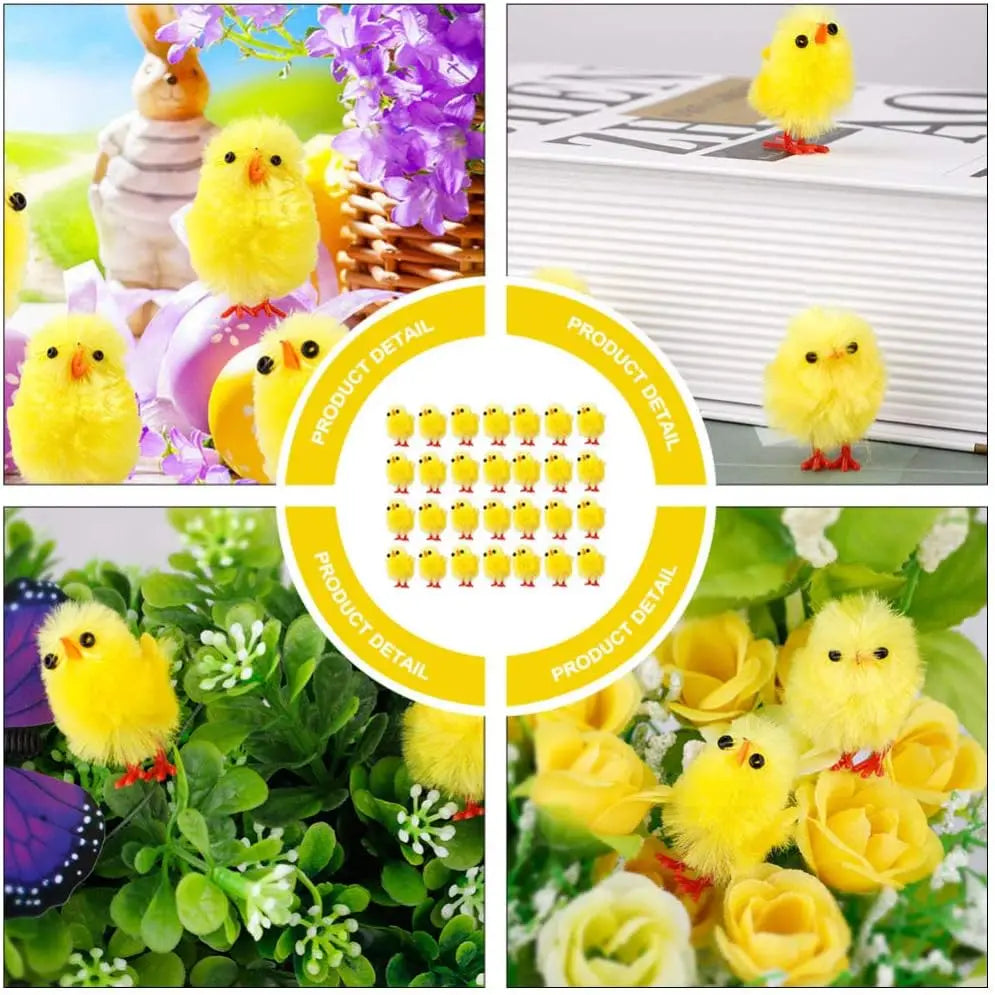 24-216PC Seasonal Craft Easter Yellow Mini Chick DIY Party Gift Egg Home Decor Holiday Decoration Festive Ornament Display Vue