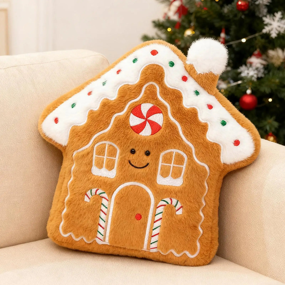 Christmas Pillows for Couch Skin-Friendly Plush Cushion Comfortable Christmas Tree Pillow for Sofa Bedroom Dorm Apartment Den Vue