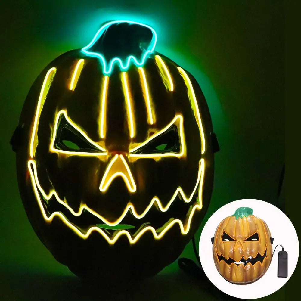 Party Gift Realistic LED Pumpkin Mask Spooky Creativity Halloween Glowing Mask Funny Orange Luminous Cosplay Mask Carnival Party Vue