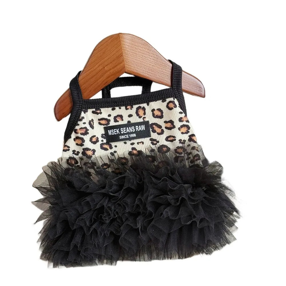 Breathable Puppy Cat Slip Dress Soft Summer Pet Princess Leopard Vue XS Leopard print