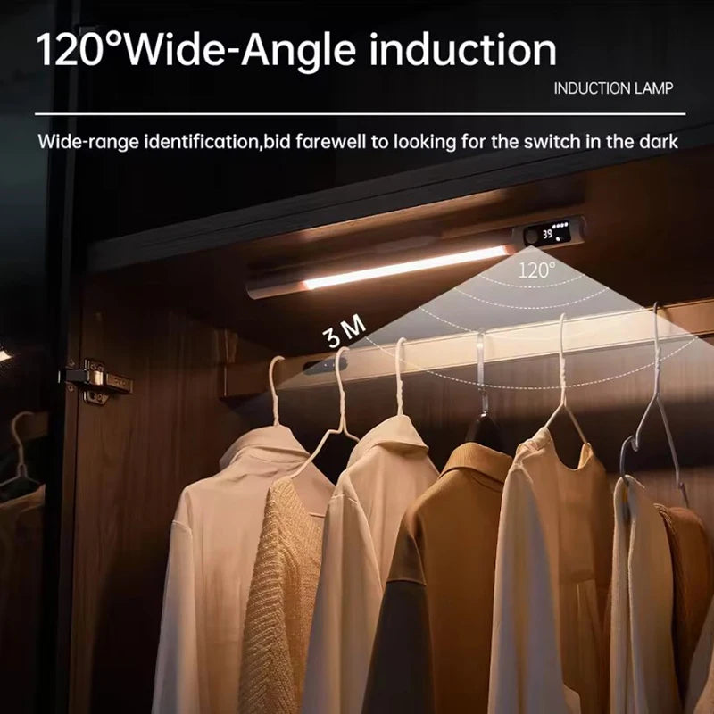 Motion Sensor Light LED Digital Display Night Light Desk Lamp USB Rechargeable Cabinet Lights For Kitchen Bedroom Wardrobe Light Vue
