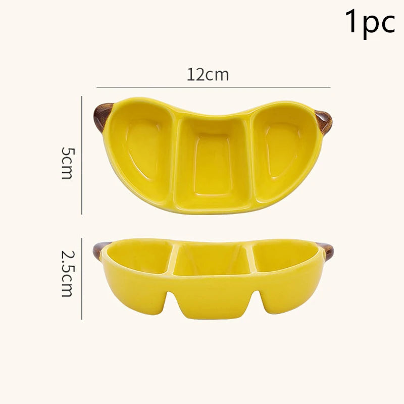 Korean Style Creative Porcelain Dish Cute Fruit Shape Ceramic Household Tableware Barbecue Hot Pot Sauce Condiment Dishes Vue A